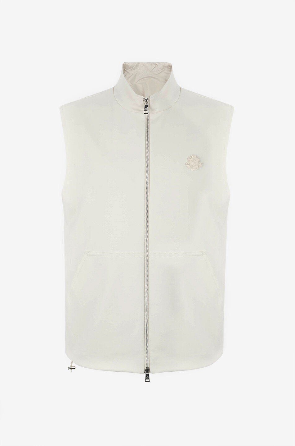 MONCLER Nylon-Weste mit Neoprenfutter und Leder-Logo-Patch Herren WEISS 1