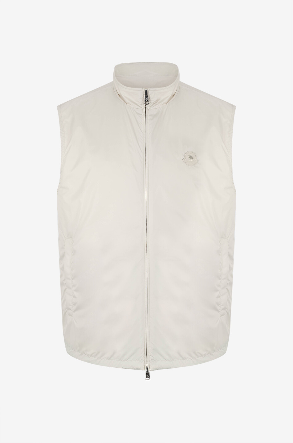 MONCLER Nylon-Weste mit Neoprenfutter und Leder-Logo-Patch Herren WEISS 3