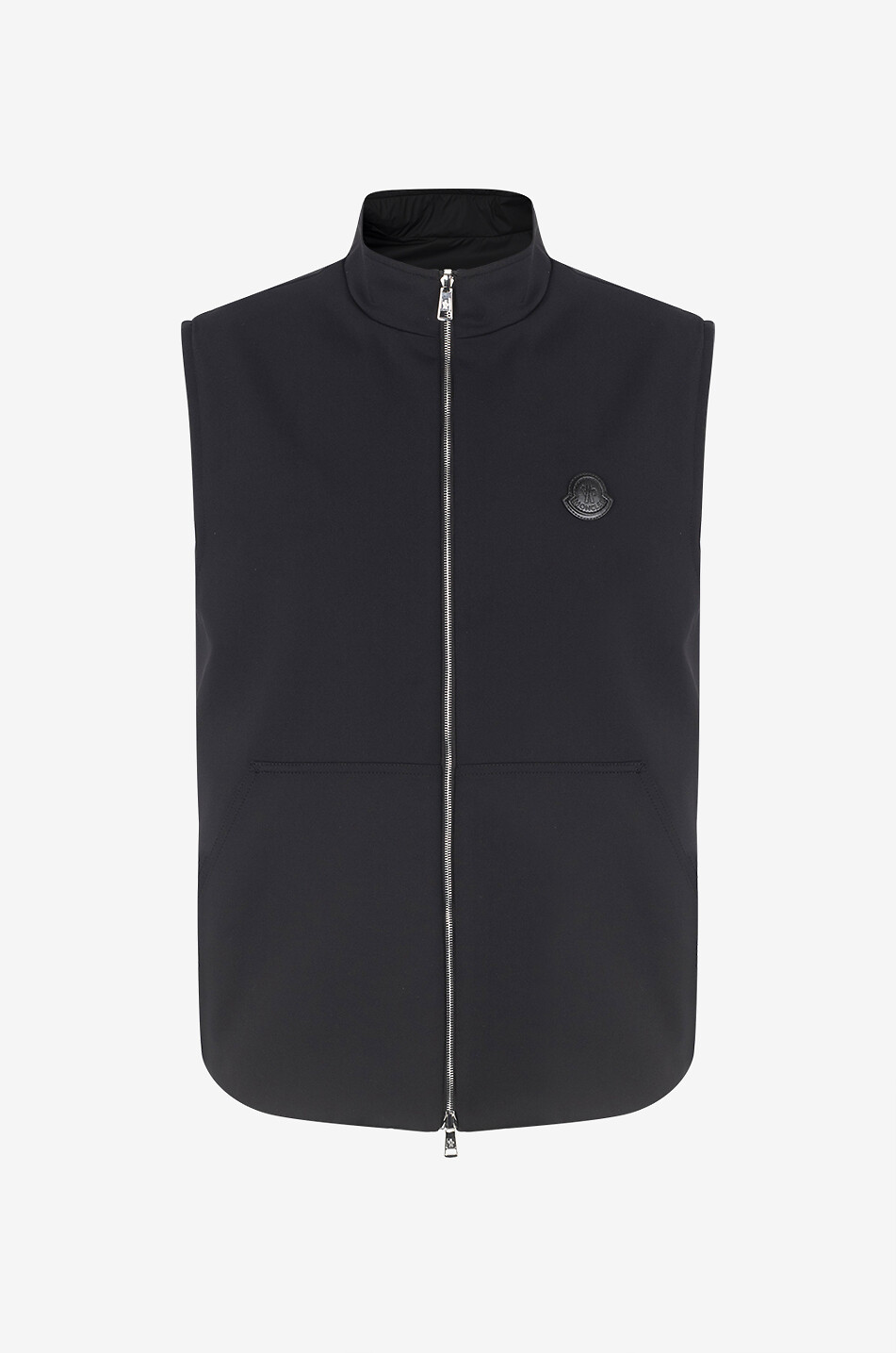 MONCLER Nylon-Weste mit Neoprenfutter und Leder-Logo-Patch Herren SCHWARZ 1