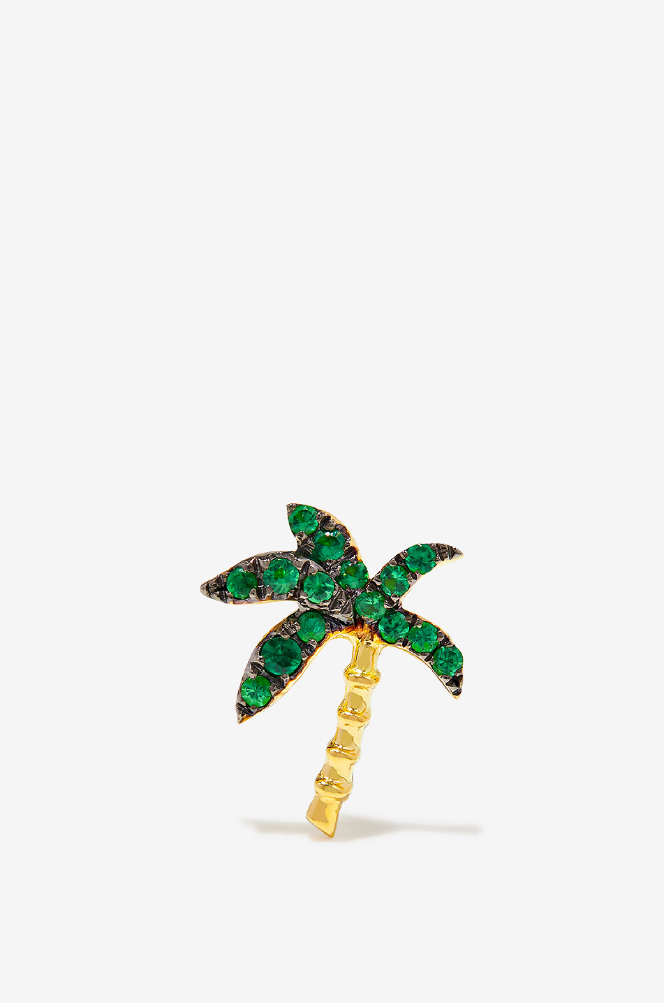Mono clou d'oreilles en or jaune et tsavorites Palmier