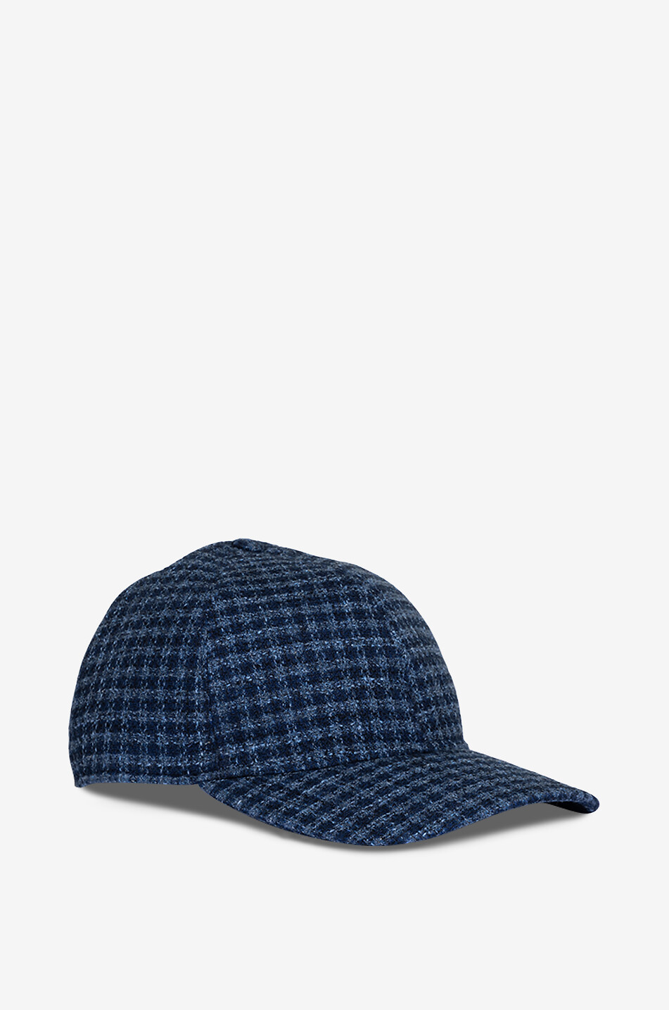 Gingham check tweed baseball cap