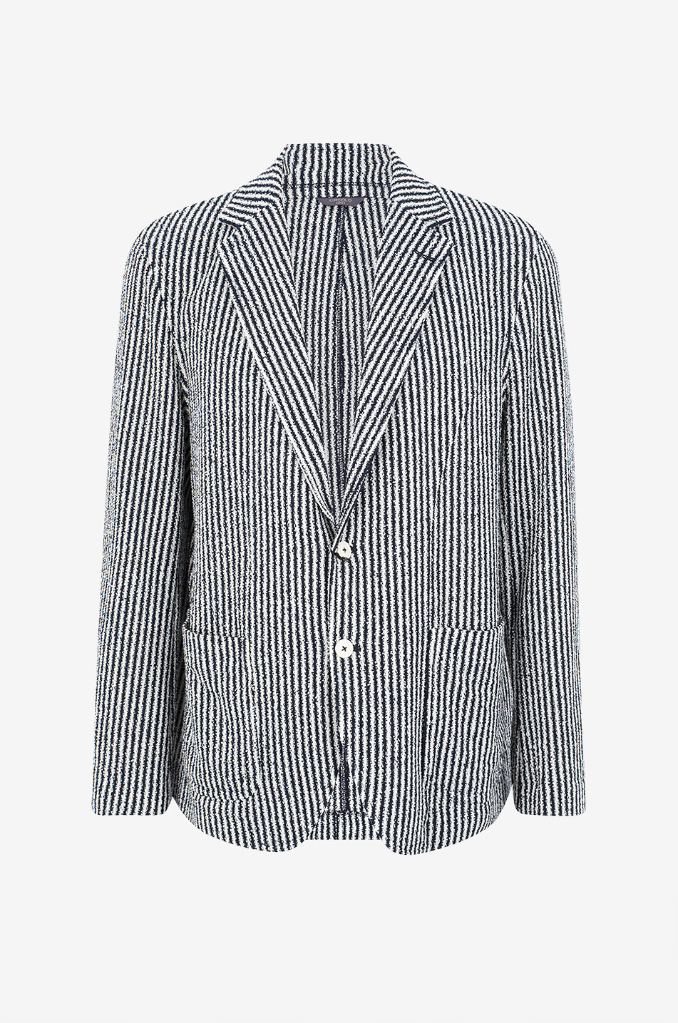 CIRCOLO 1901 Lightweight striped tweed single-breasted blazer Men DARK BLUE 1