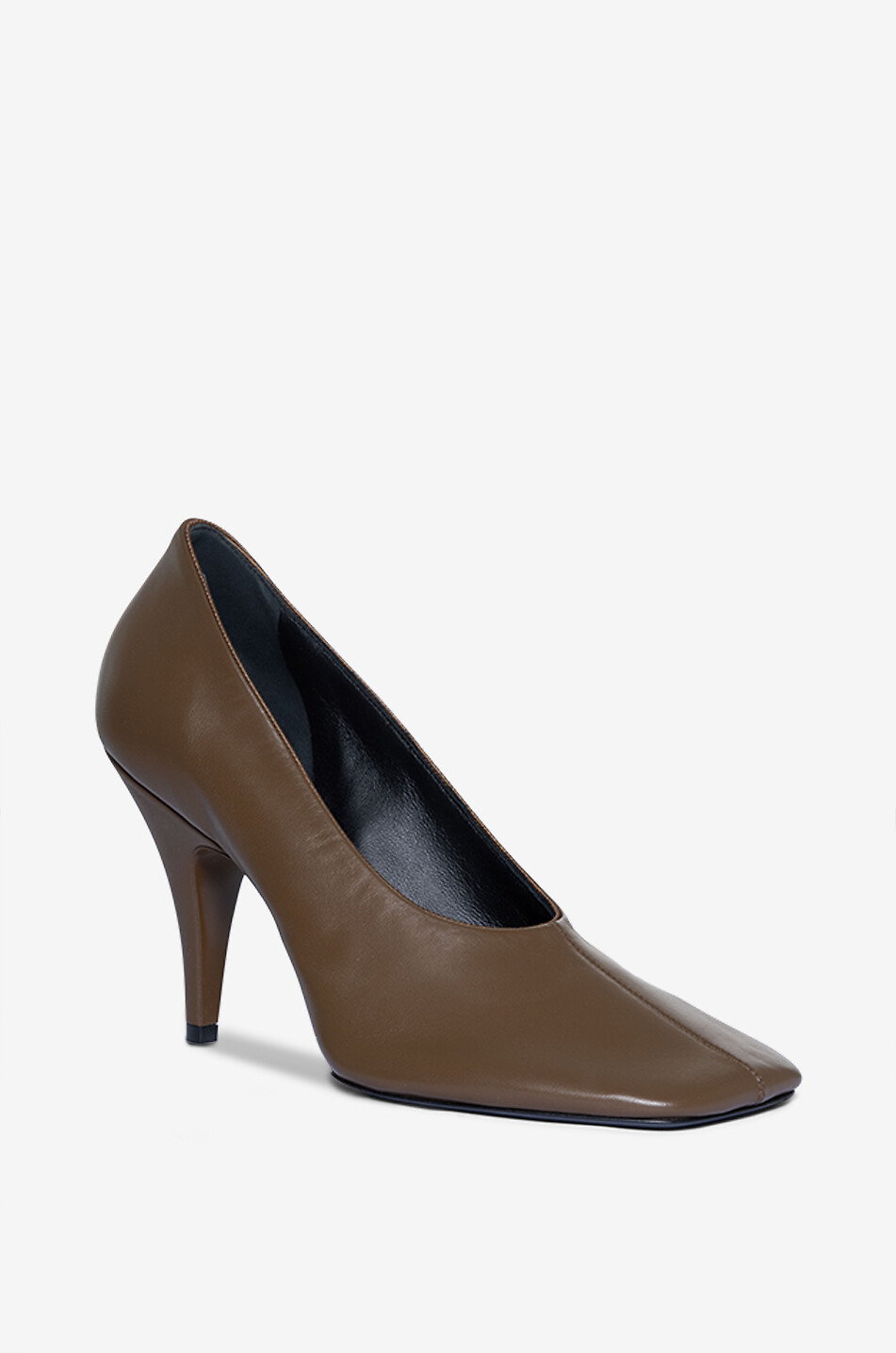 PHOEBE PHILO Soft Pump 90 square toe nappa leather pumps Women BROWN 1