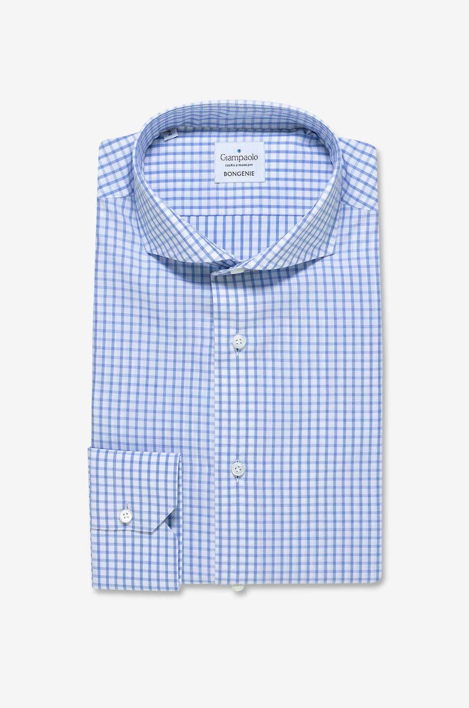 Chemise habillée manches longues bleue à micro motif - Le Roi Mauricien