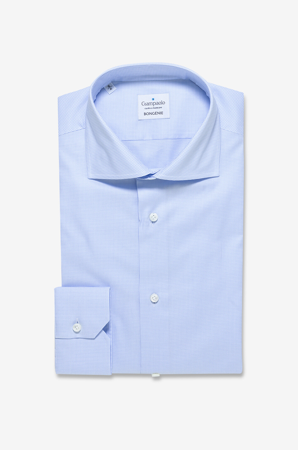 GIAMPAOLO Vichy-Karo-Langarm-Hemd aus Baumwolle Herren HELLBLAU 1