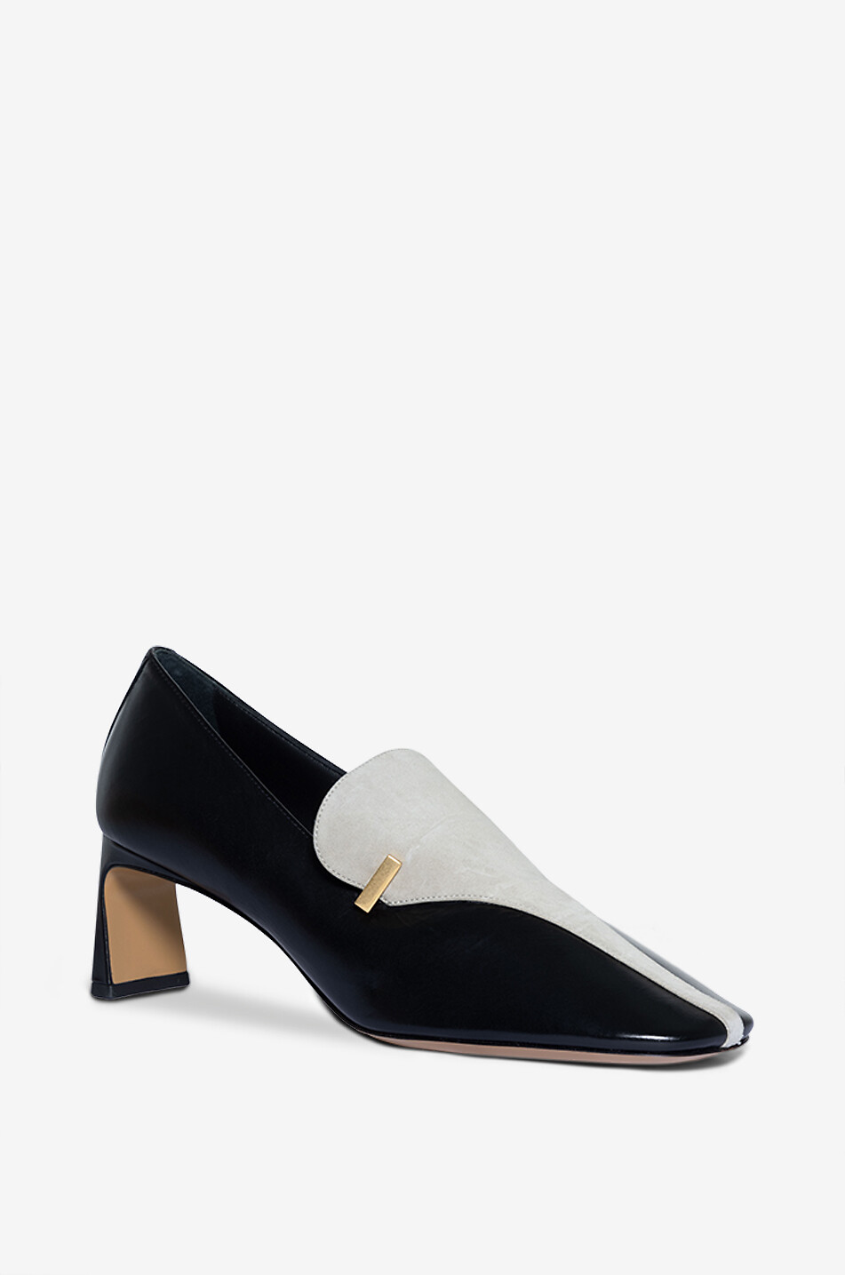 PHOEBE PHILO Club 60 heeled smooth leather and suede loafers Women BLACK 1