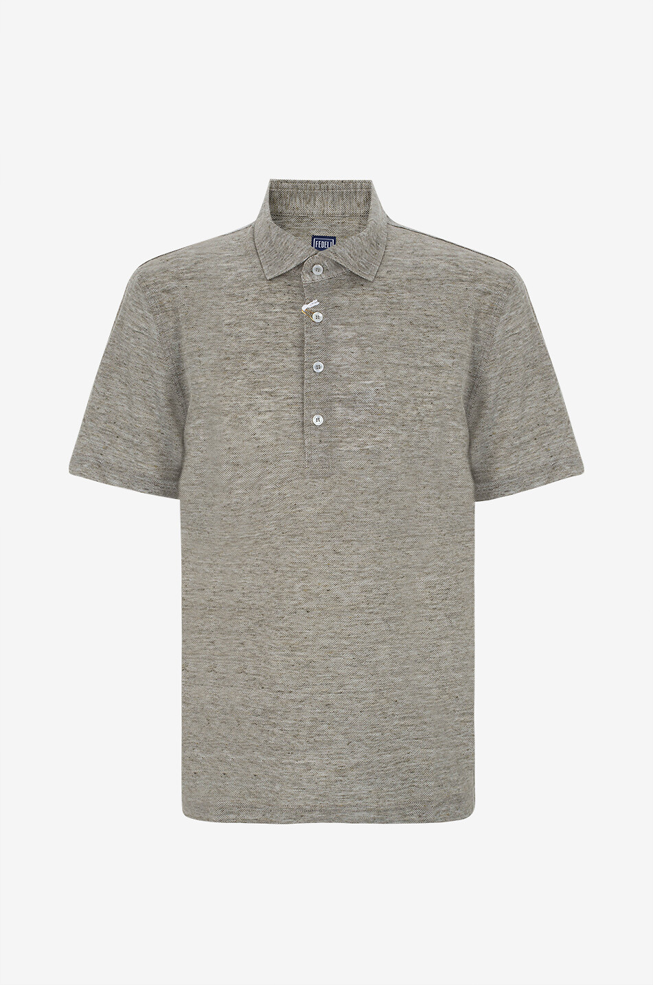 Kurzärmeliges Polohemd aus Leinen Quattro