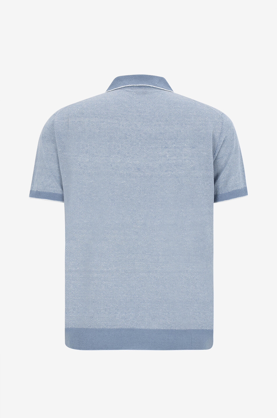 FEDELI Danny linen piqué short-sleeved polo shirt Men LIGHT BLUE 2