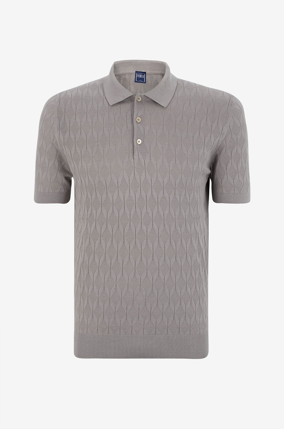 FEDELI Rumba cotton cable-knit polo shirt Men BROWN 1