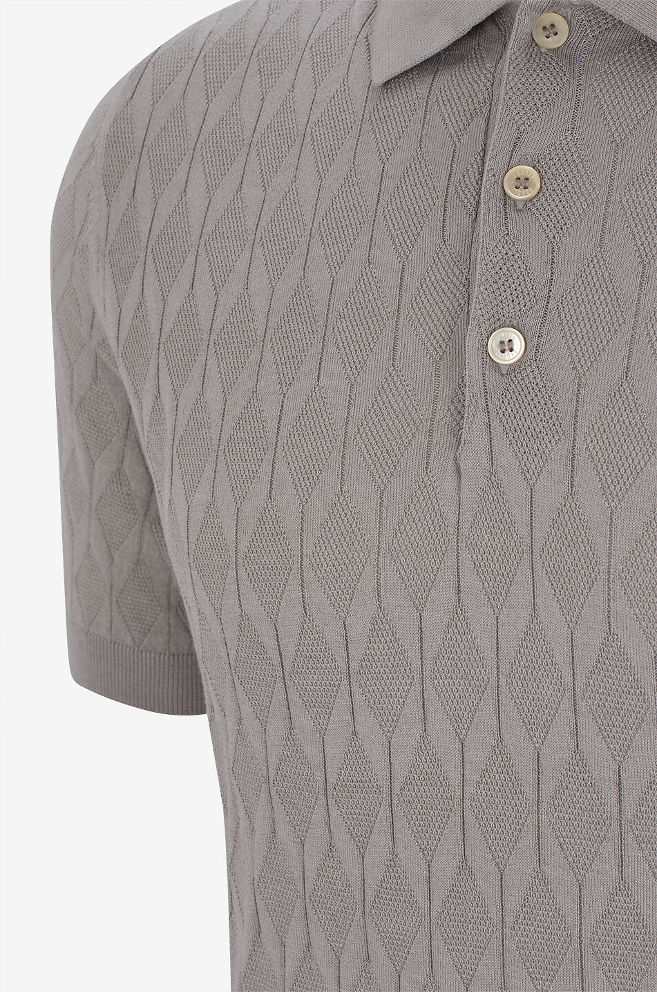 FEDELI Rumba cotton cable-knit polo shirt Men BROWN 3