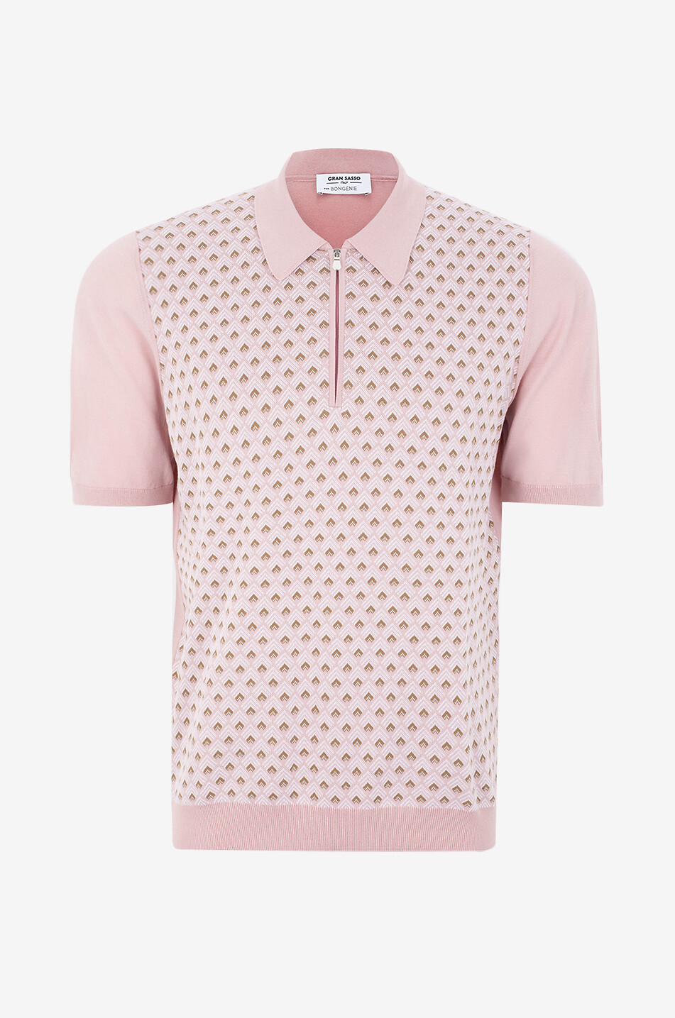 GRAN SASSO Short-sleeved diamond jacquard knit polo shirt Men LIGHT PINK 1