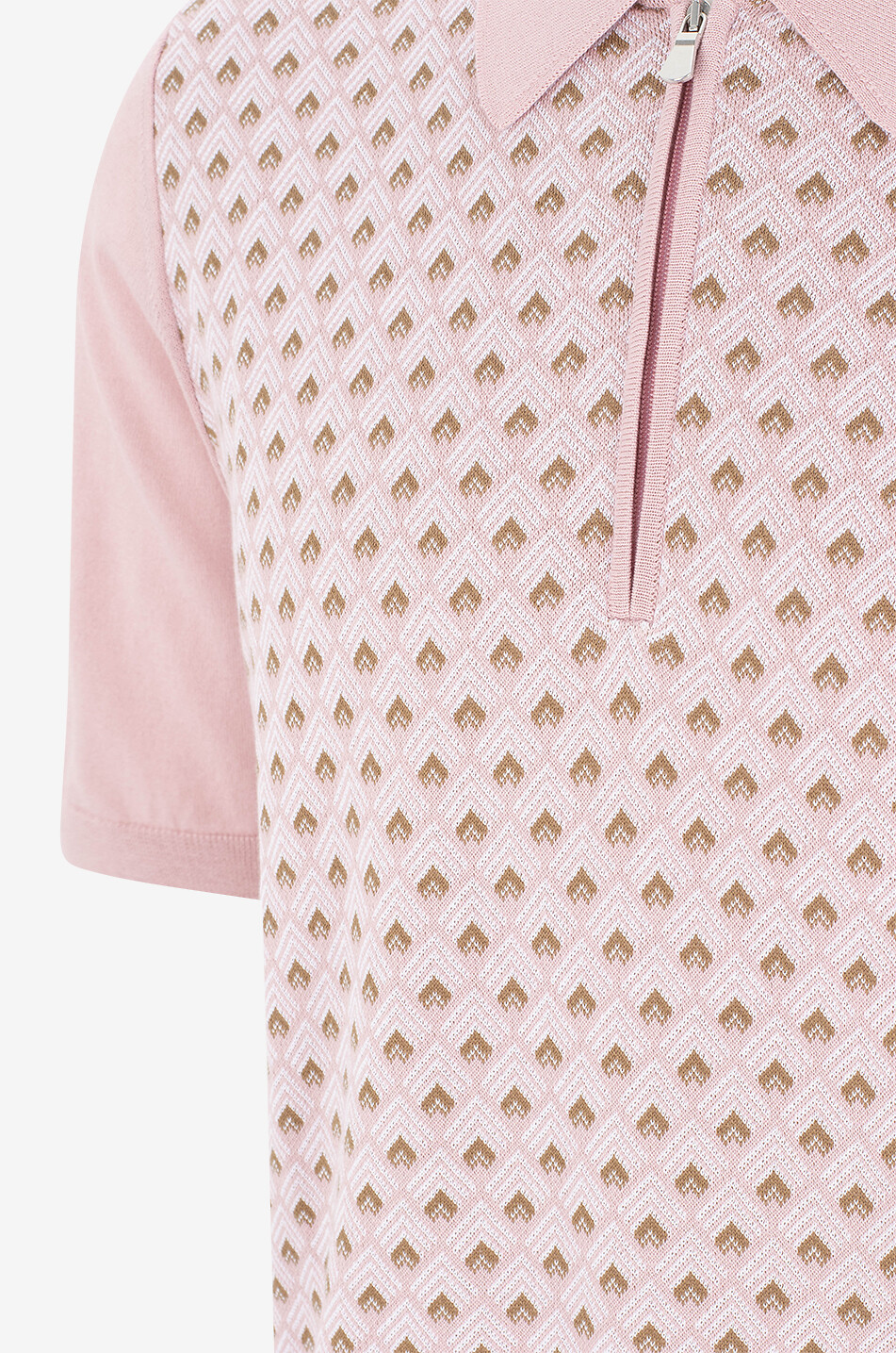 GRAN SASSO Short-sleeved diamond jacquard knit polo shirt Men LIGHT PINK 3