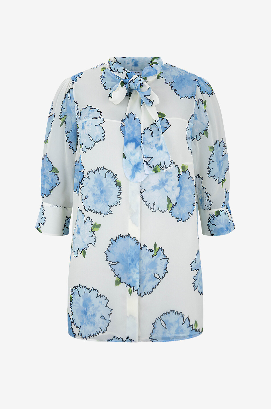 AKRIS PUNTO Carnation printed fluid blouse with necktie Women MULTI COLOURED 1
