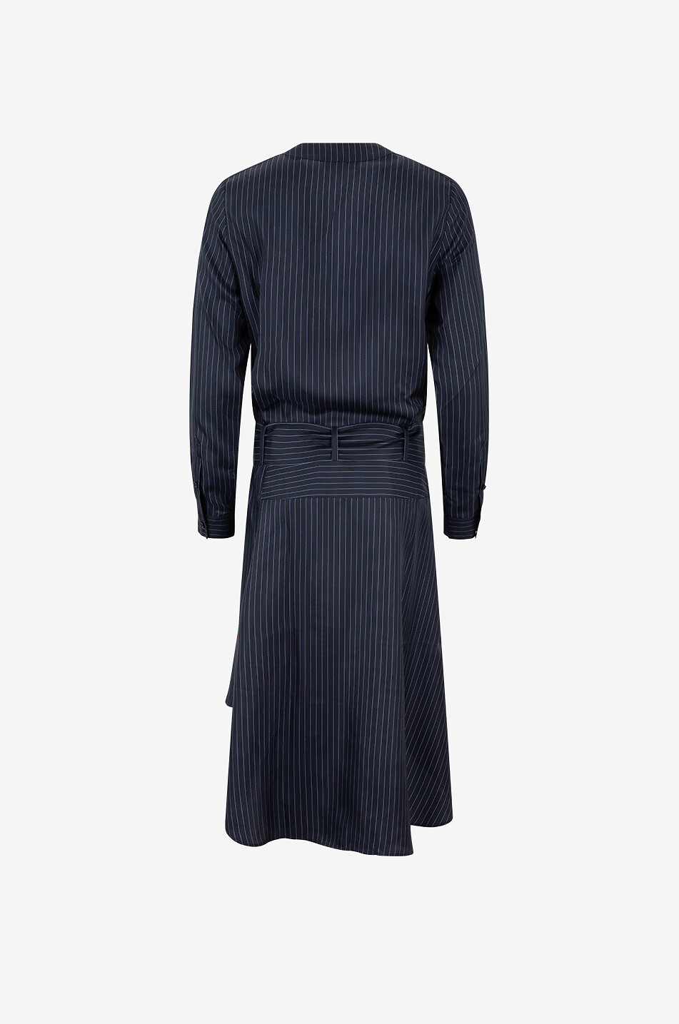 BARBARA BUI Pinstripe silk midi wrap dress Women DARK BLUE 2