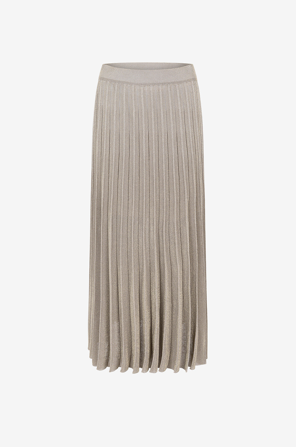 GRAN SASSO Pleated lurex knit midi skirt Women KHAKI 1