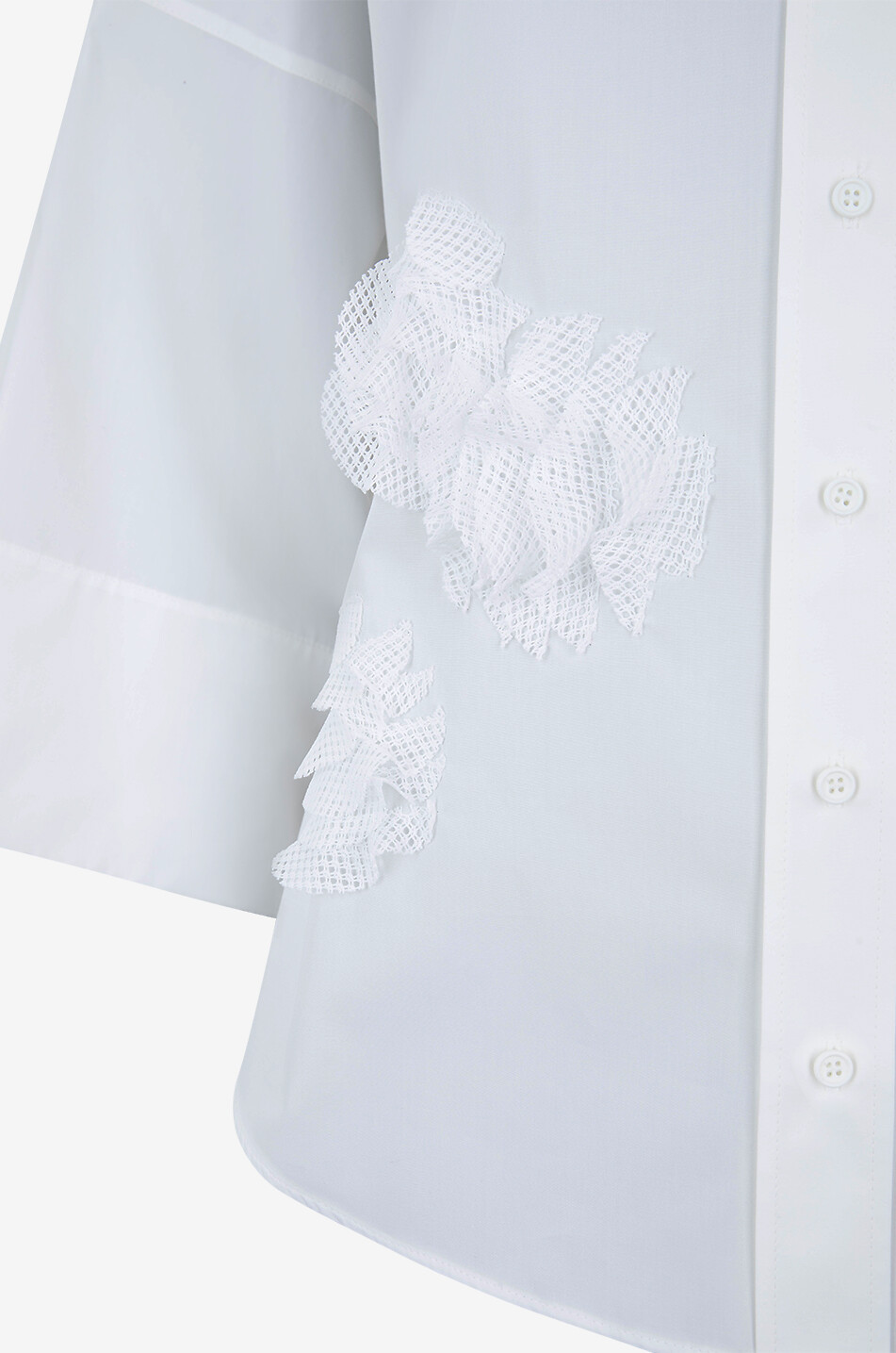 AKRIS PUNTO Carnation net ruffle poplin shirt Women EGGSHELL 3