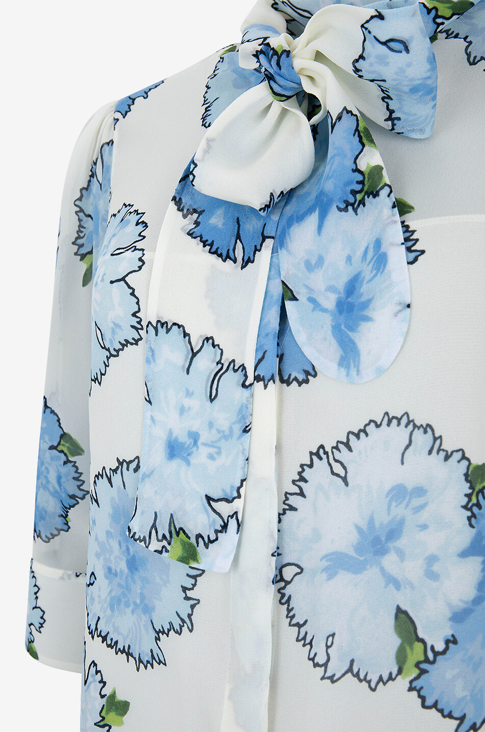 AKRIS PUNTO Carnation printed fluid blouse with necktie Women MULTI COLOURED 3