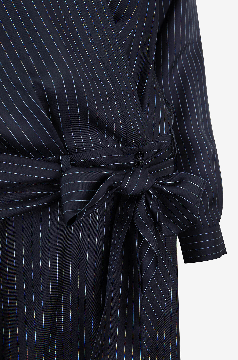 BARBARA BUI Pinstripe silk midi wrap dress Women DARK BLUE 3