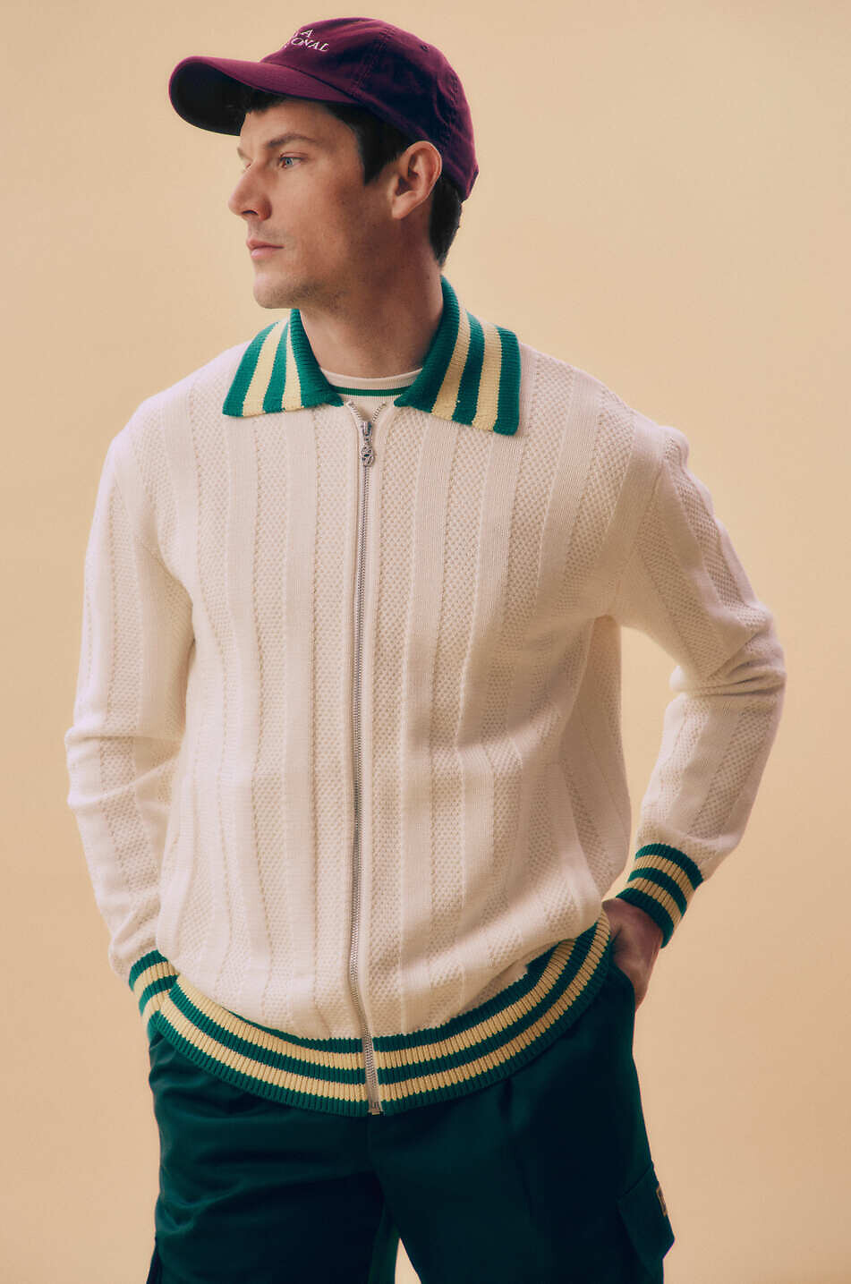 DROLE DE MONSIEUR Cardigan en laine et coton Après-sport Homme BLANC CASSE 3