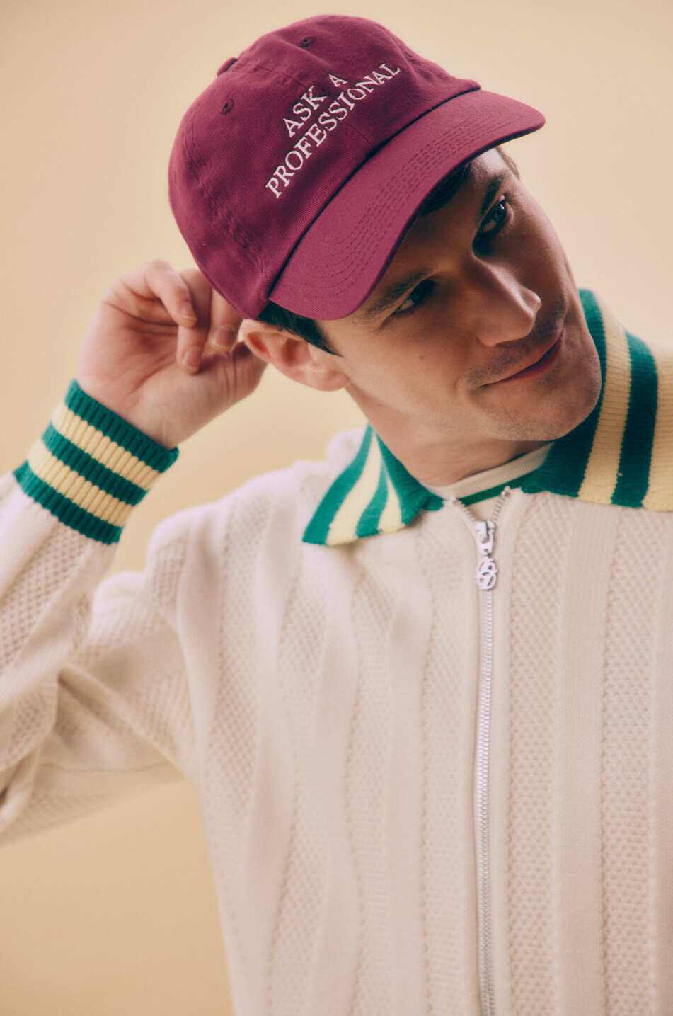 HO HO COCO Ask A Professional embroidered baseball cap Men DARK RED 3