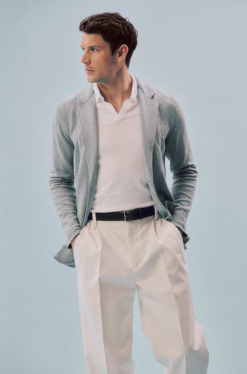 BONGÉNIE Ceinture en cuir Vitello Vintage - 35 mm Homme MARRON FONCÉ 2