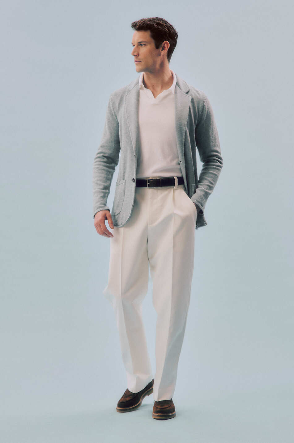 BONGÉNIE Ceinture en cuir Vitello Vintage - 35 mm Homme MARRON FONCÉ 3