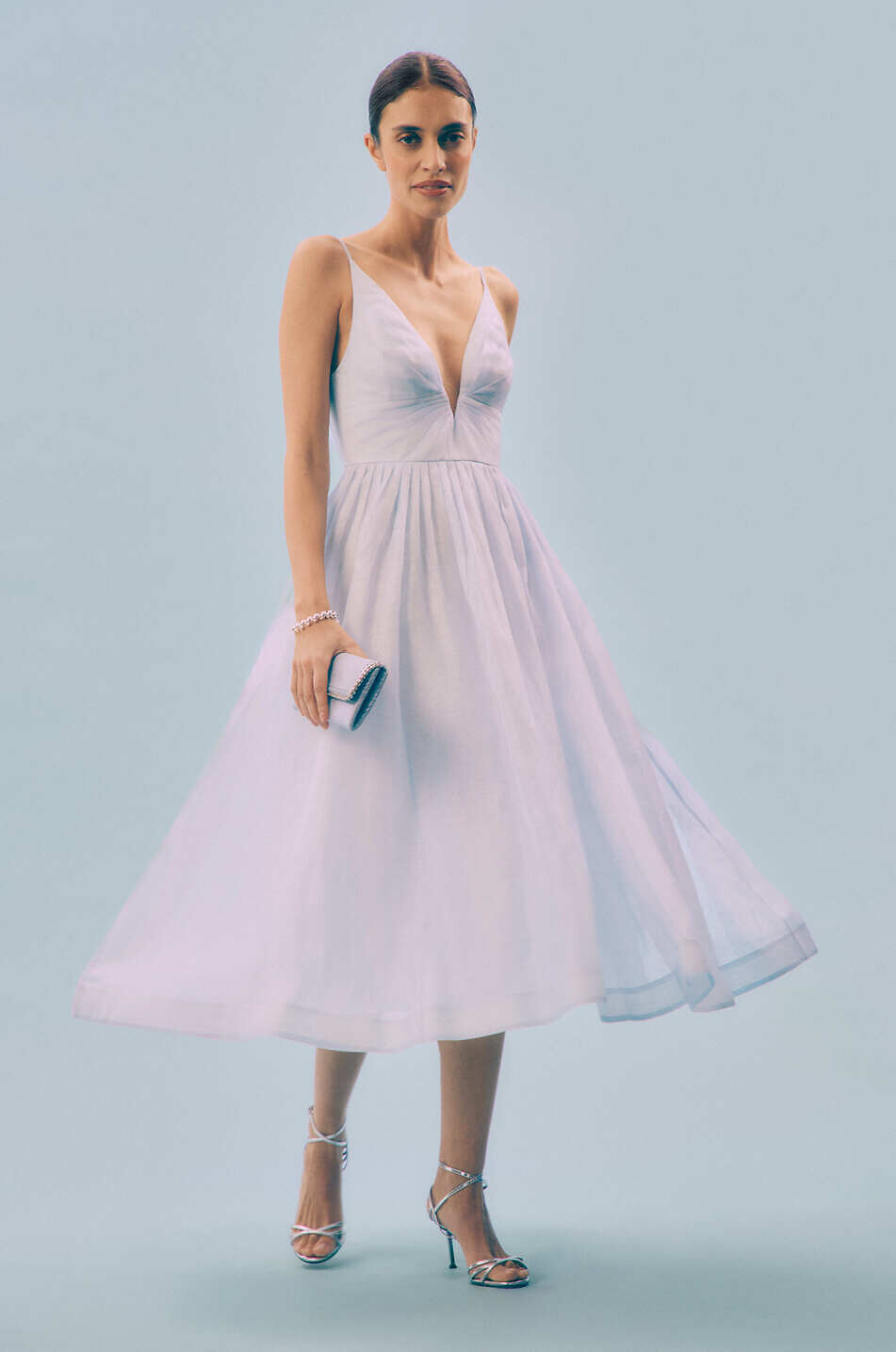 STELLA McCARTNEY Portefeuille long à rabat en daim synthétique métallisé Falabella Femme BLEU 5