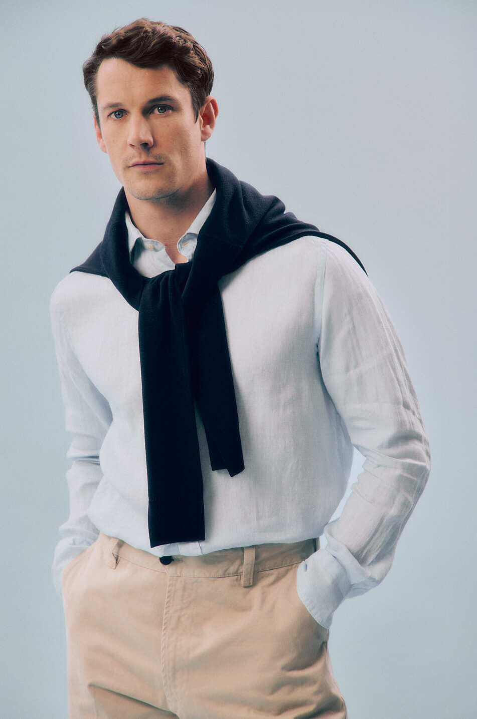 AURELIEN Feiner Polohemd-Pullover aus Wolle Cashwool Herren DUNKELBLAU 3