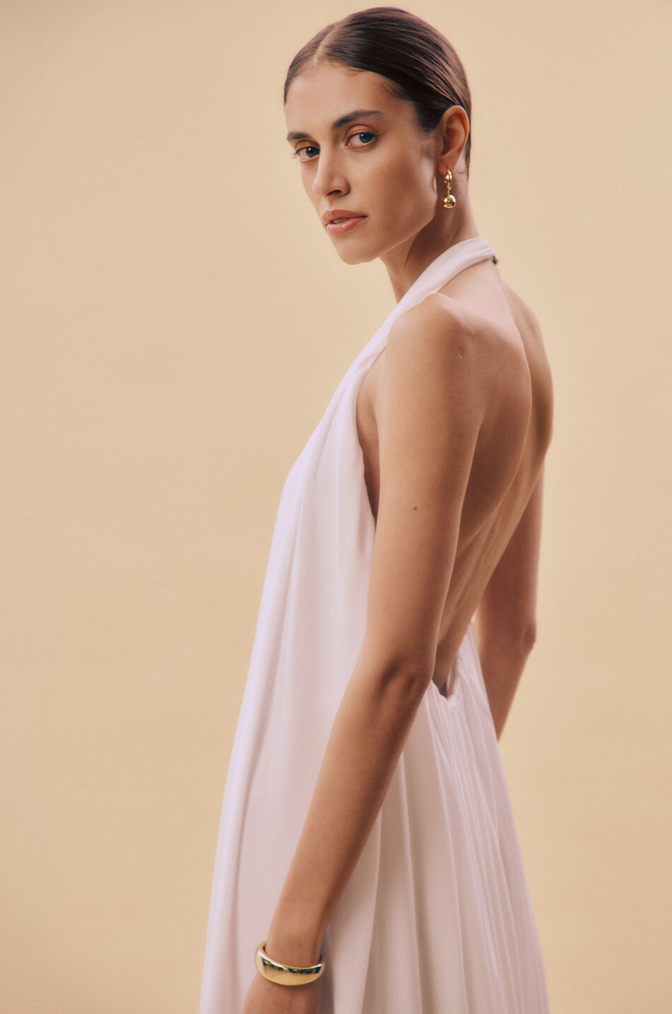 JACQUEMUS La robe Norma flared halterneck dress Women WHITE 7