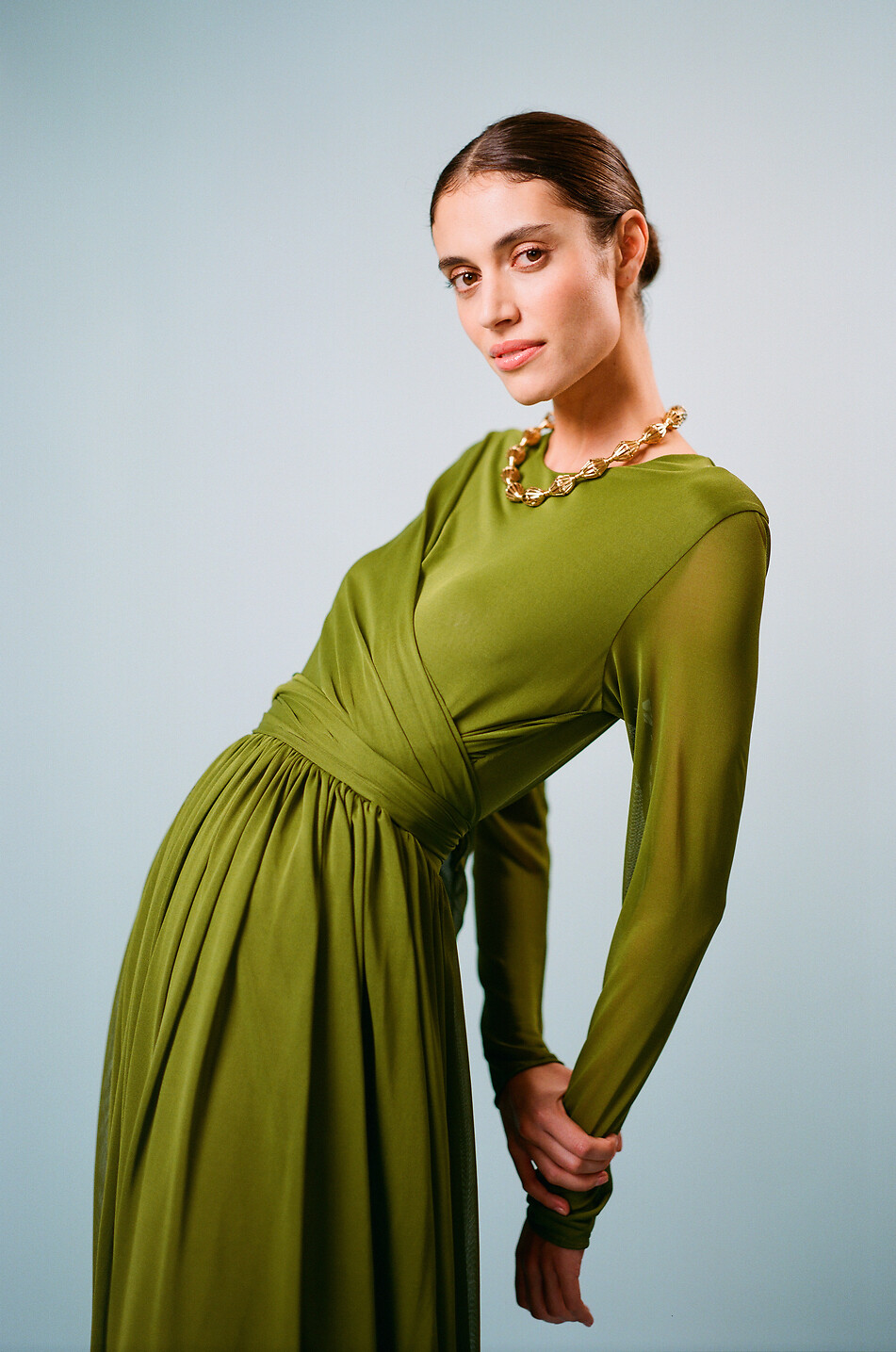 GIAMBATTISTA VALLI Fluid draped jersey maxi dress Women KHAKI 6
