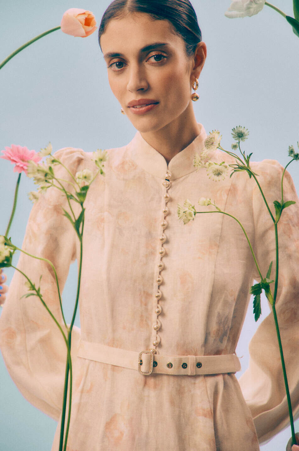 Midikleid aus Leinen Crush Buttoned Clara Floral