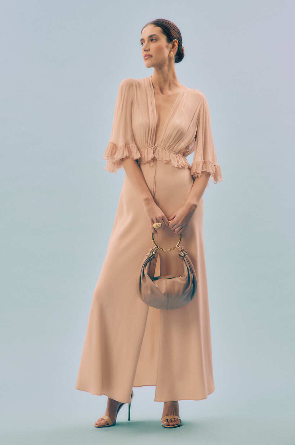CHLOE Bracelet Hobo Small grained leather handbag Women PINK 6