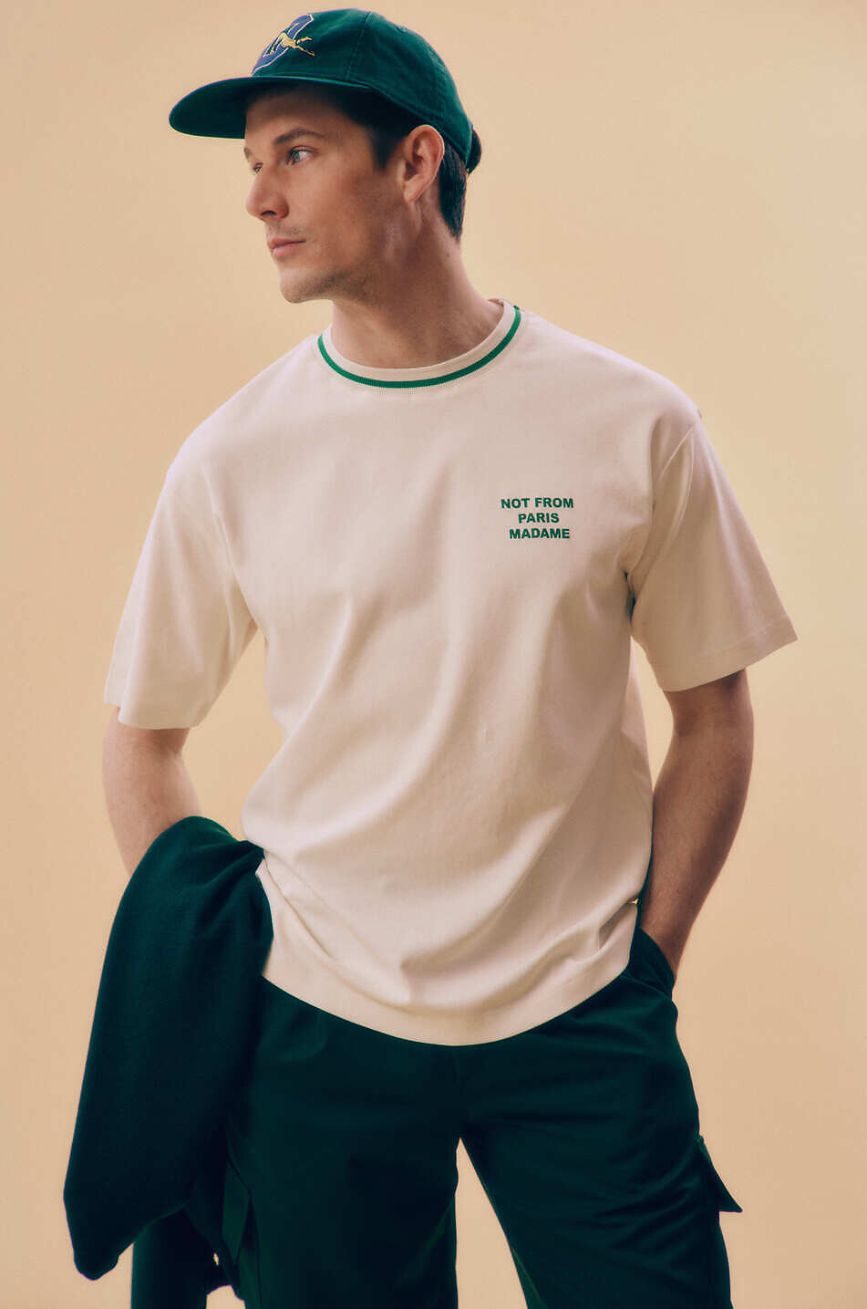 DROLE DE MONSIEUR Kurzarm-T-Shirt Le T-shirt Slogan Sport. Herren CREMEFARBEN 3