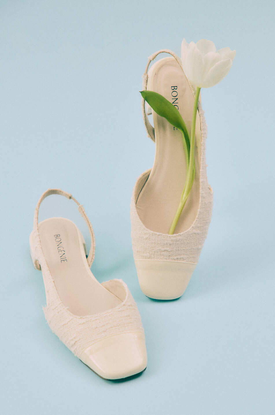 BONGENIE Slingback-Ballerinas aus Tweed und Leder New Ila Damen CREMEFARBEN 4