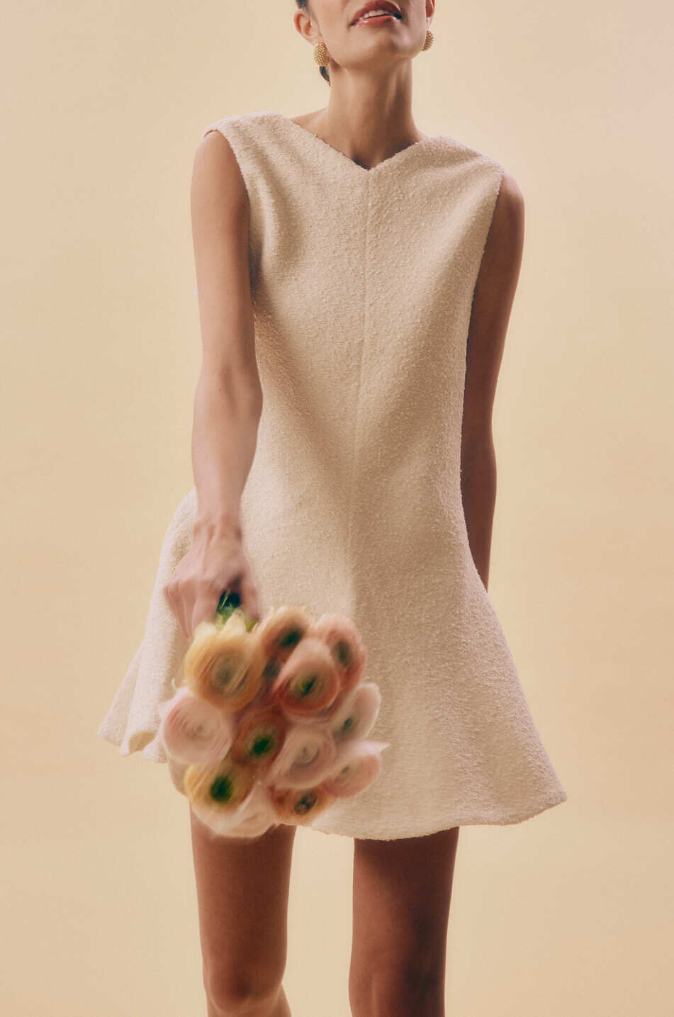 Robe sans manches à basque en tweed Mel