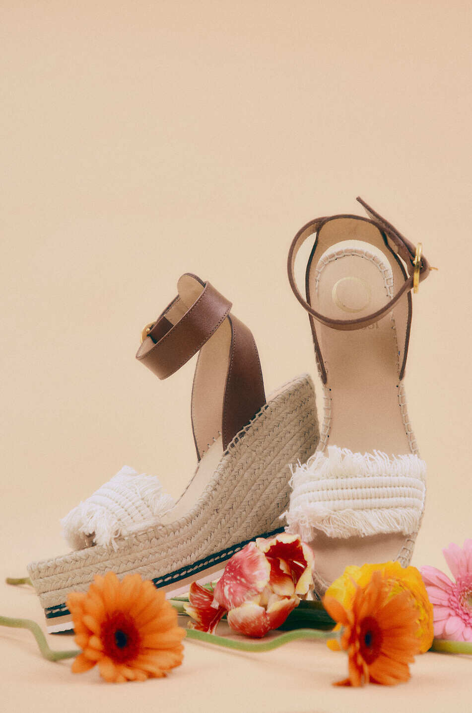 ODISSI Sandalen mit Keilabsatz aus Stoff und Leder Lily Damen BRAUN 5