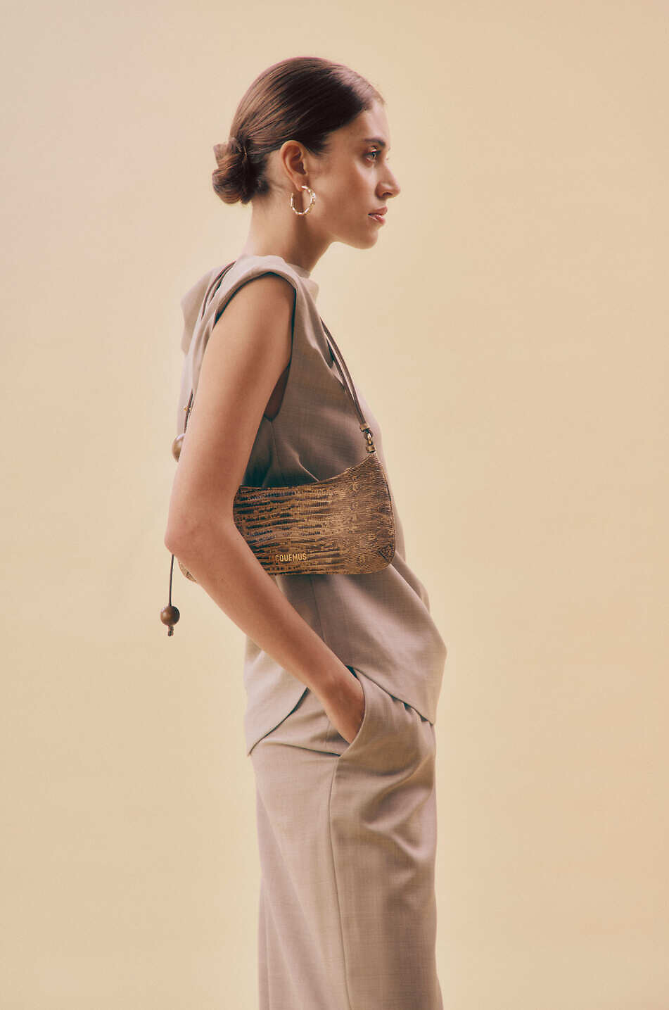 LOULOU STUDIO Top drapé sans manches en laine vierge Lyra Femme BEIGE 5