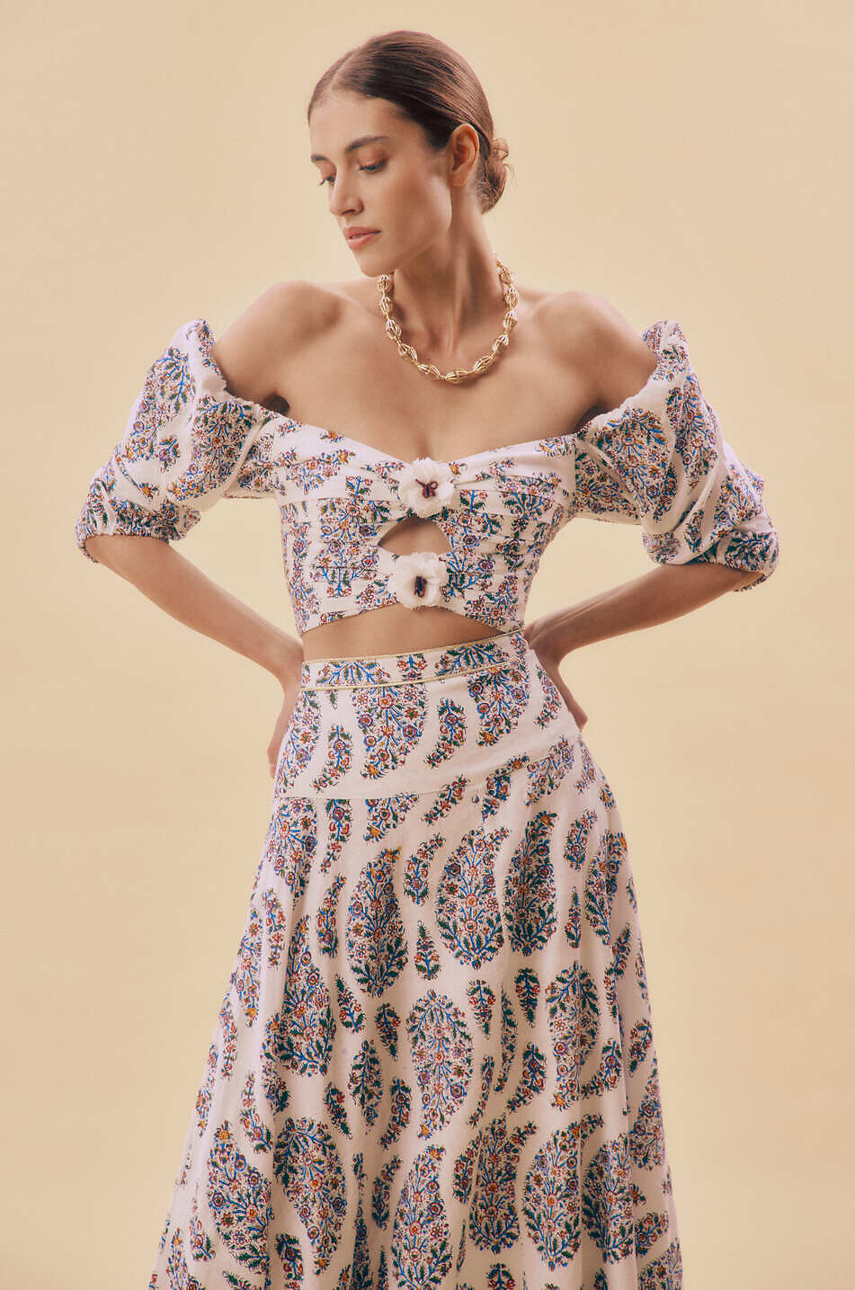 ROSEWATER HOUSE Jupe maxi taille haute en lin Baran Paisley Ghalamkar Femme MULTICOLORE 5
