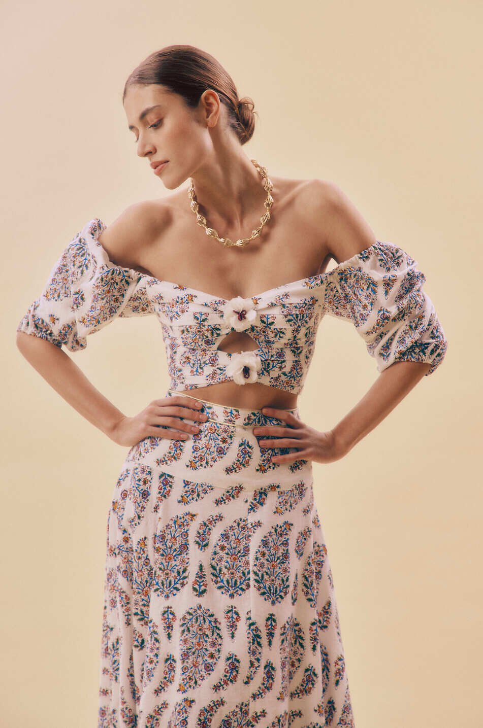 ROSEWATER HOUSE Jupe maxi taille haute en lin Baran Paisley Ghalamkar Femme MULTICOLORE 6
