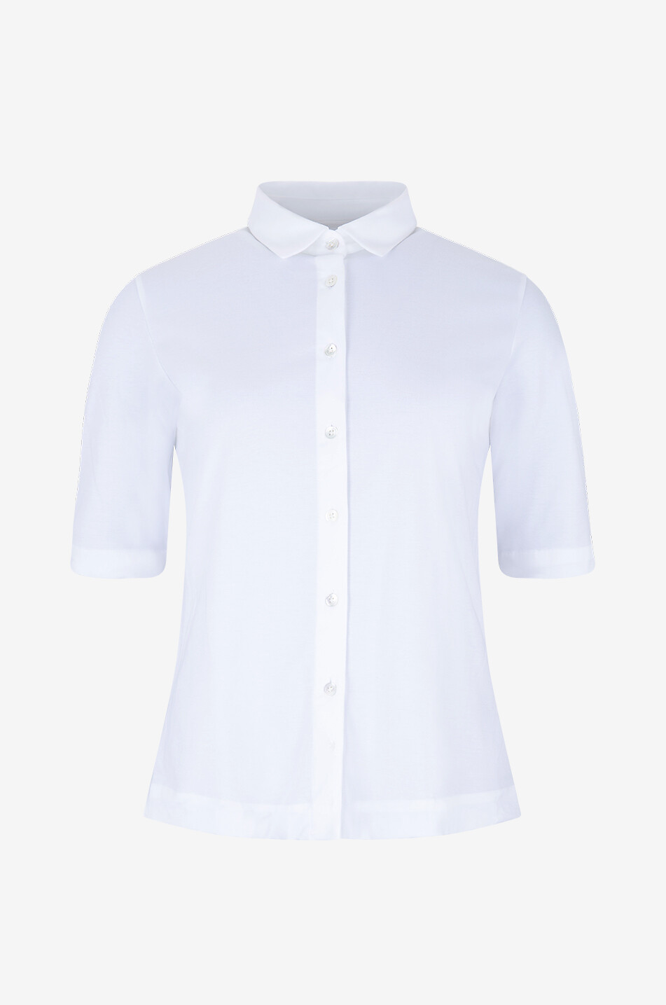 Tailliertes Baumwollmix-Kurzarmhemd Rosa