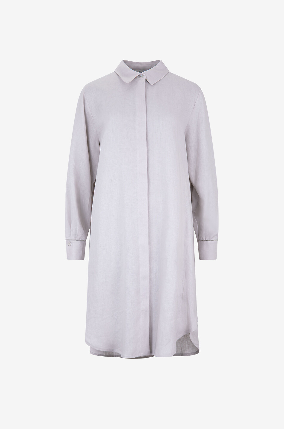 PANICALE Linen long-sleeved tunic Women LIGHT GREY 1