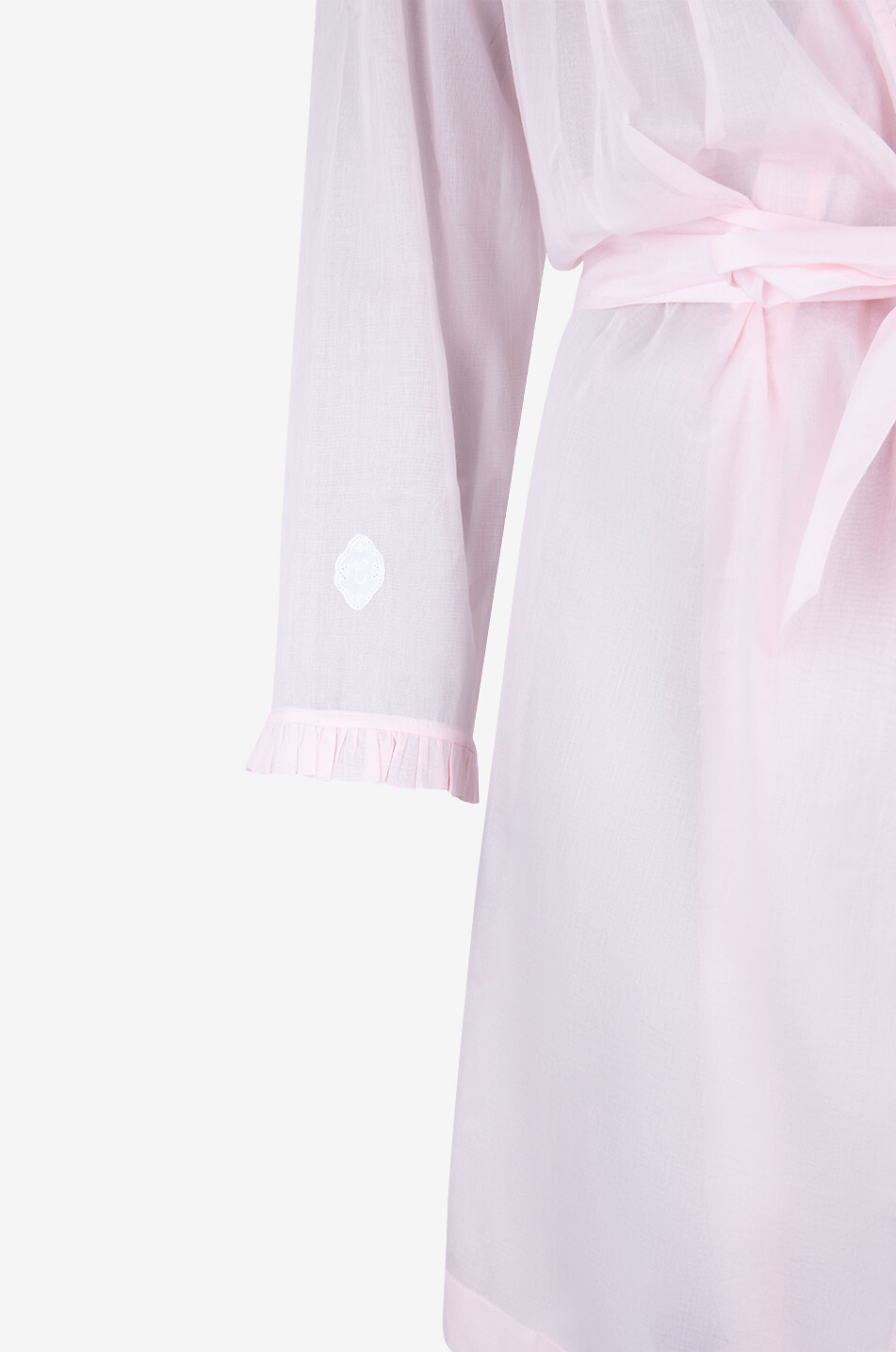 CELESTINE Celeste-1 cotton voile dressing gown with ruffles Women LIGHT PINK 8