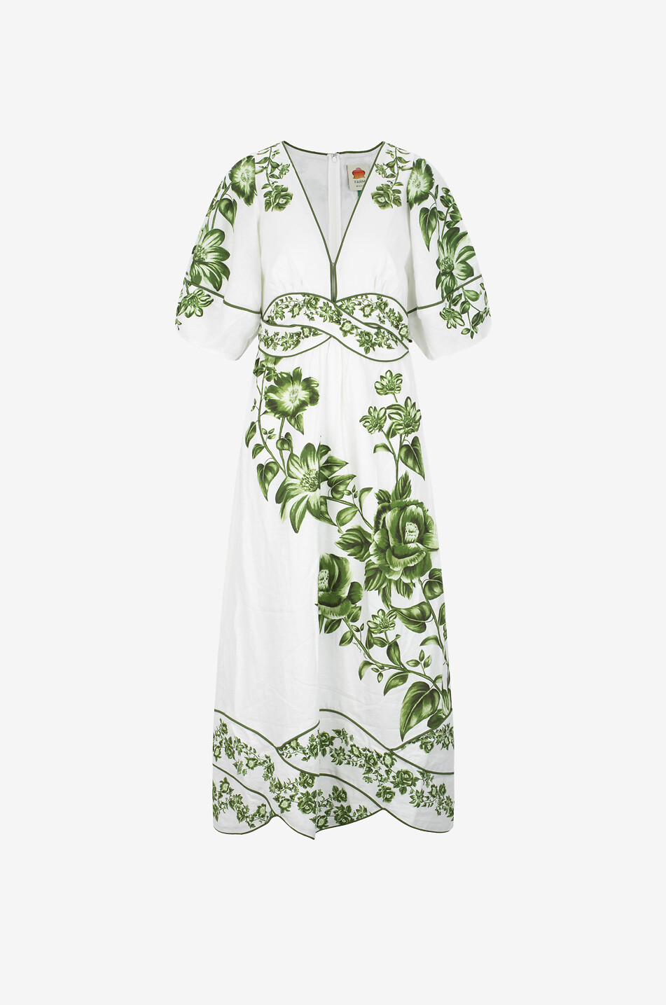 FARM RIO Green Floral Cascade linen midi dress Women GREEN 1
