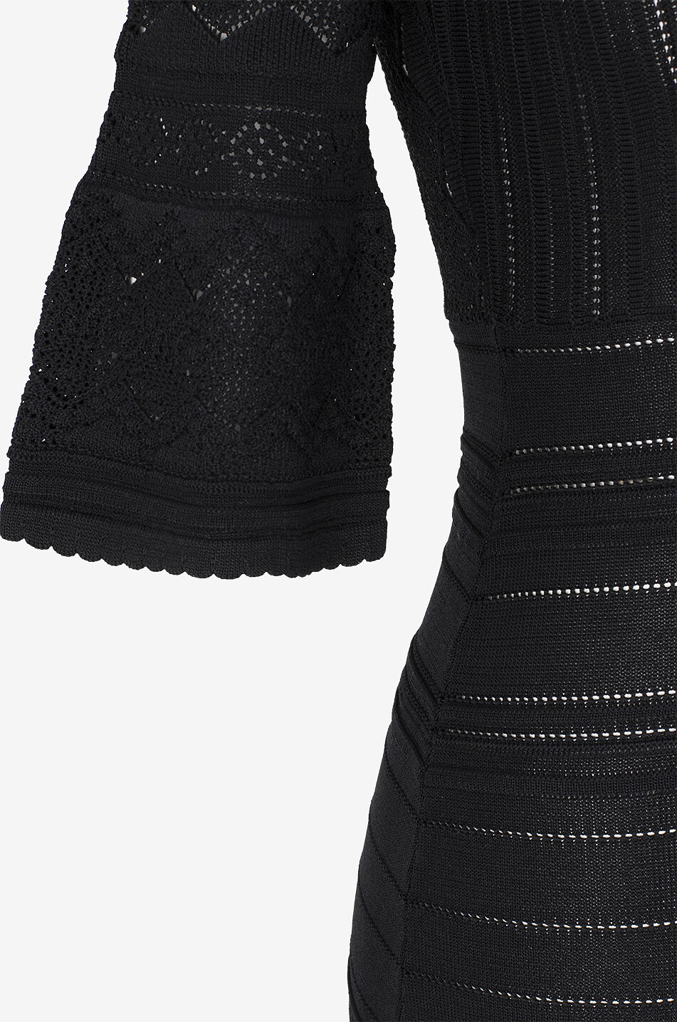 TWINSET Shoulder-cut-out openwork knit midi dress Women BLACK 3