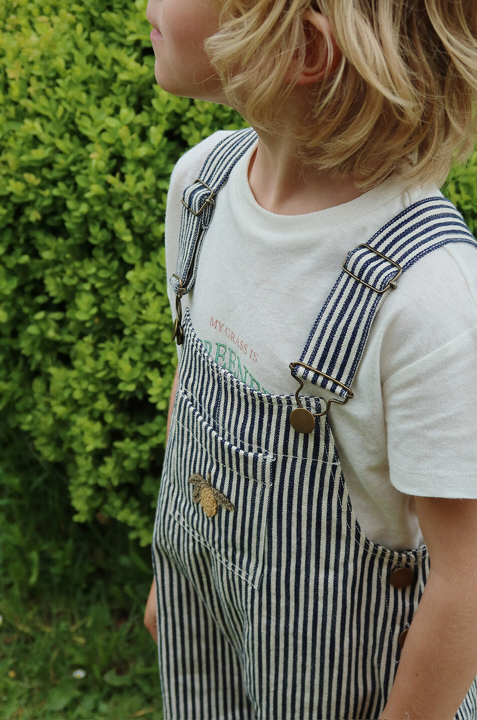 KONGES SLØJD Fender boys' striped cotton dungarees Boy DARK BLUE 3