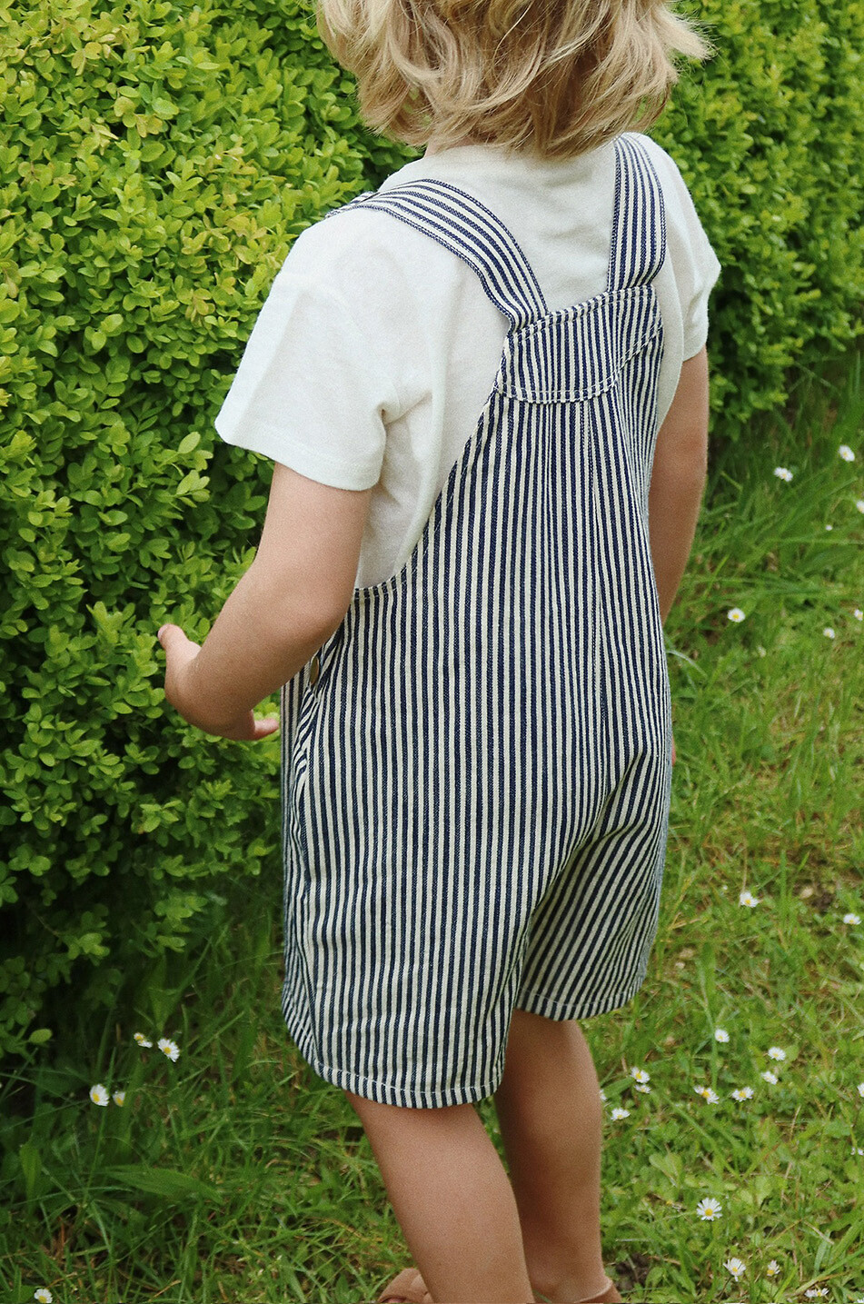 KONGES SLØJD Fender boys' striped cotton dungarees Boy DARK BLUE 4