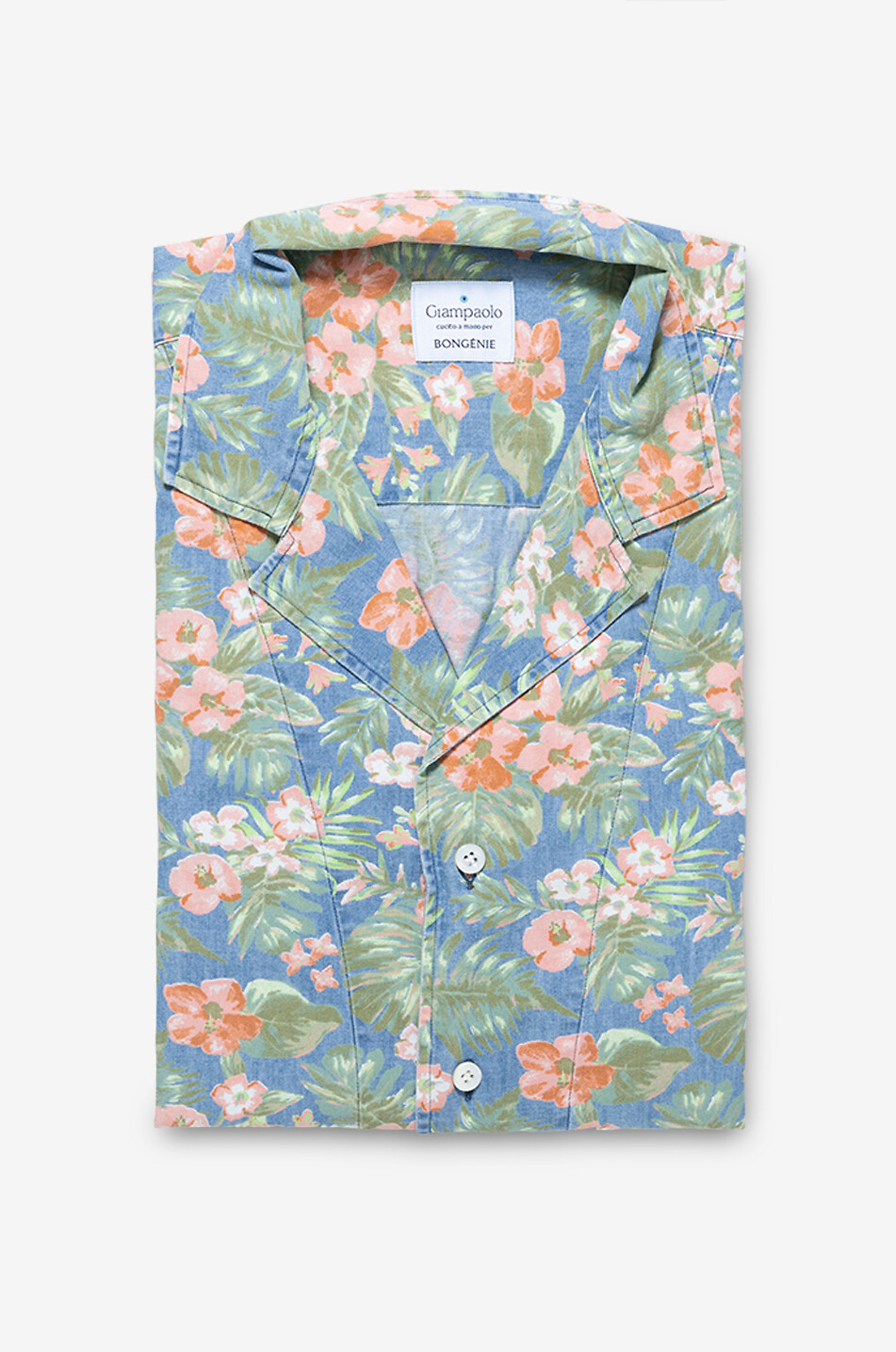 GIAMPAOLO Chemise hawaïenne à manches courtes imprimée fleurs Homme VERT CLAIR 1
