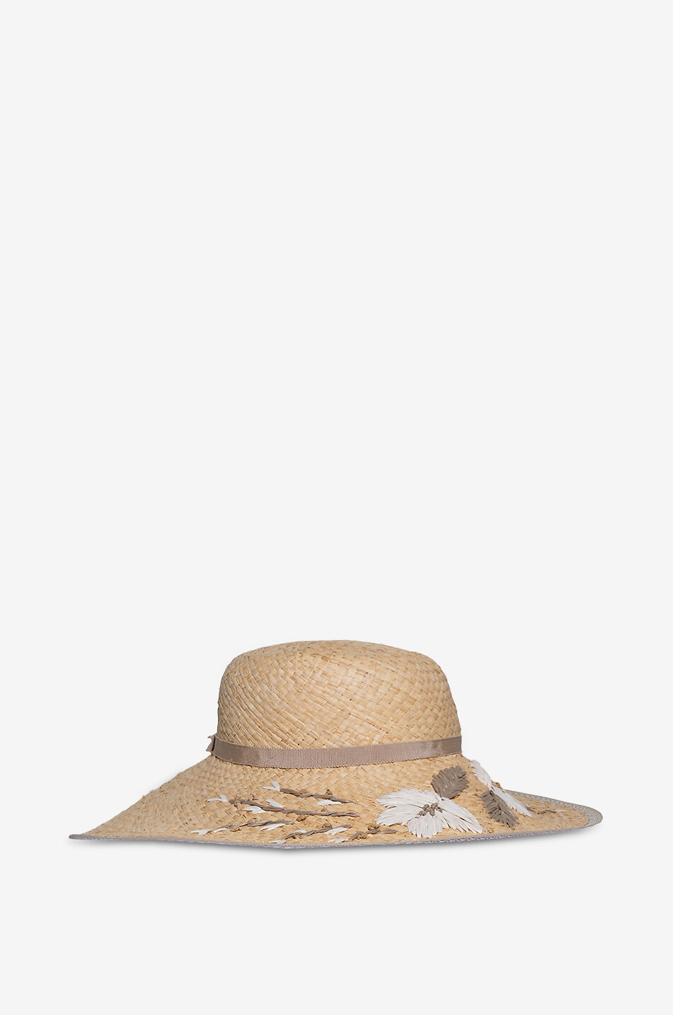 GREVI Strohhut mit breiter Krempe und Blütenstickereien Damen BEIGE 2