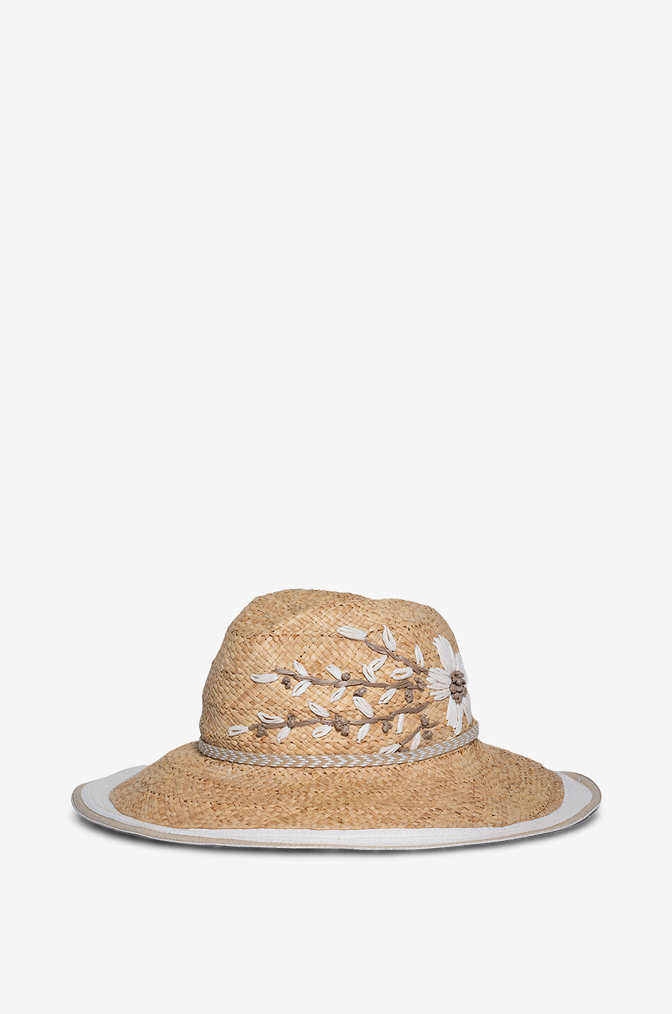 GREVI Fédora en raphia brodé de fleurs Femme BEIGE 2
