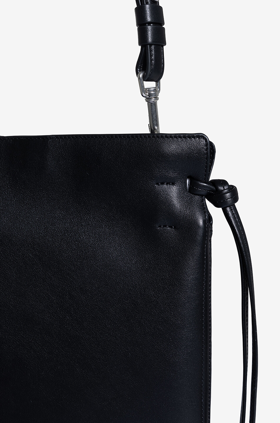 PHOEBE PHILO Gig Tie Pouch Small soft leather shoulder bag Women BLACK 5